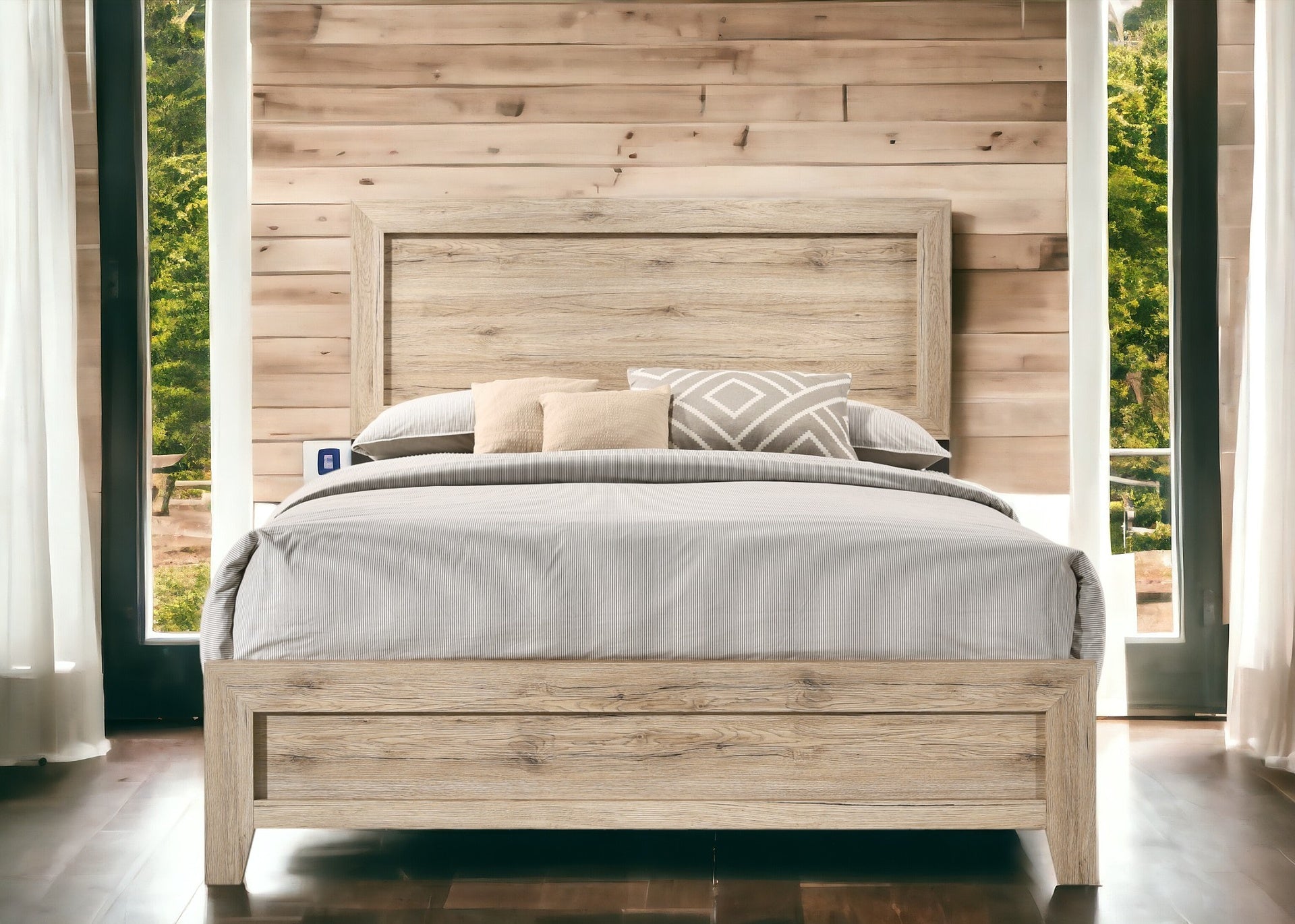 Miquell Natural Finish Queen Bed