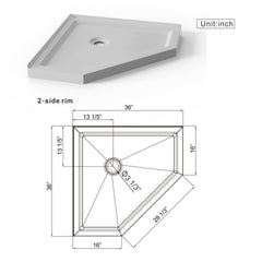 Goodyo Neo-Angle Frameless Shower Door 36 in. D x 36 in. W x 72 in. H Corner Shower Enclosure with White Acrylic Shower Base Combo, Pivot Shower Door in Matte Black Finish