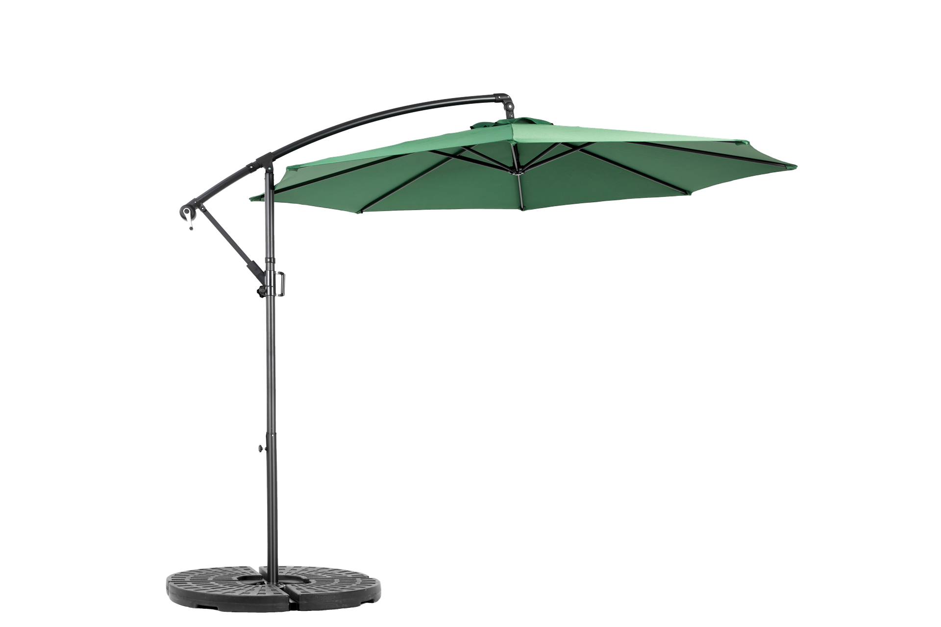 Best Choice Products 10ft Offset Hanging Market Patio Umbrella w/Easy Tilt Adjustment, Polyester Shade, 8 Ribs for Backyard, Poolside   -  ( Dark green )(No Base)