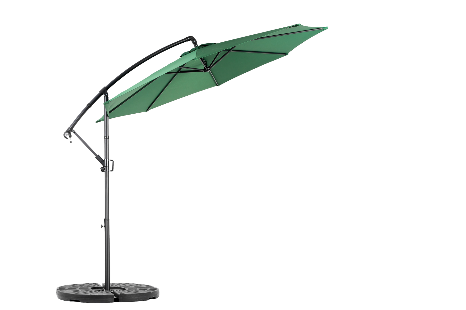 Best Choice Products 10ft Offset Hanging Market Patio Umbrella w/Easy Tilt Adjustment, Polyester Shade, 8 Ribs for Backyard, Poolside   -  ( Dark green )(No Base)