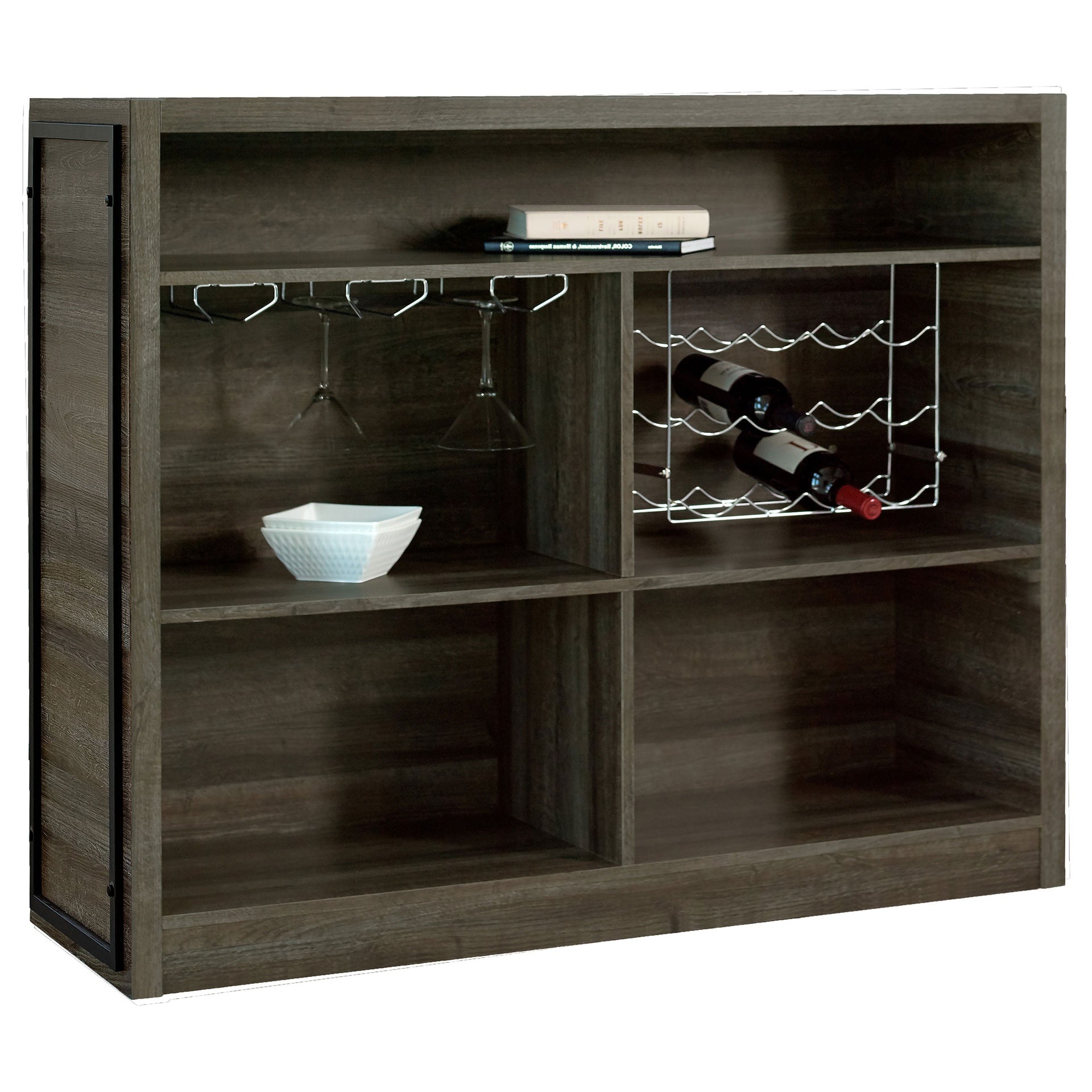 Garrison Aged Oak 5-Shelf Wood Home Bar Wine Cabinet