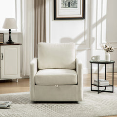 29.5''W Upholstered 360° Swivel Armchair with Hidden Storage, Comfy Diamond-Shape Tufted Armrests Accent Square Club Chair Single Sofa with Pillow for Living Room, Bedroom,Reading Nook,Corner, Beige