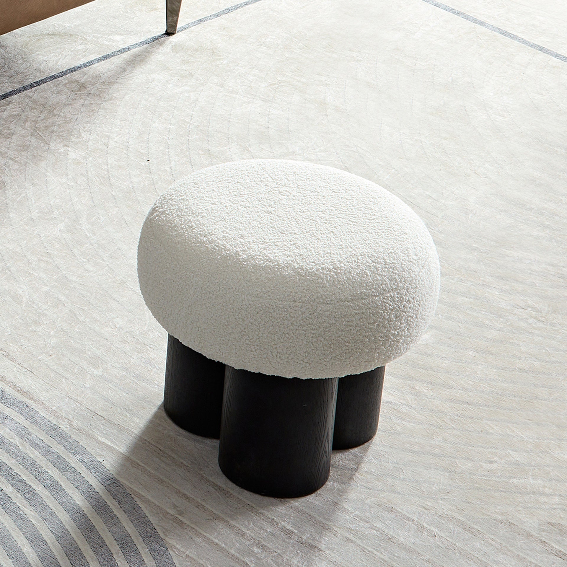 W8017-1 White lamb wool seat, barrel PVC pipe with black ash willow