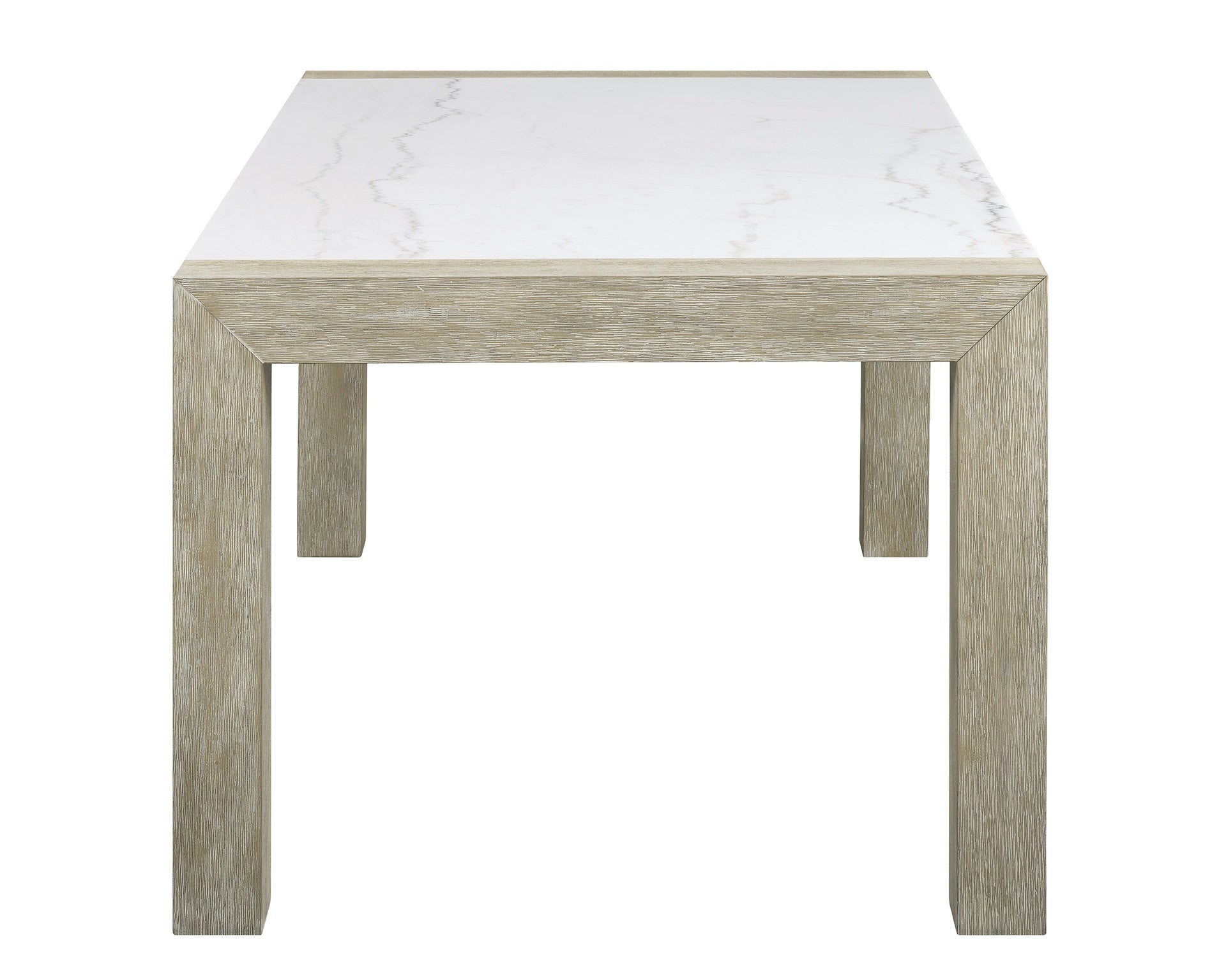 1pc White Genuine Marble Stone Dining Table Dining Room Wooden Contemporary Formal Solid Wood Veneer Standard Height