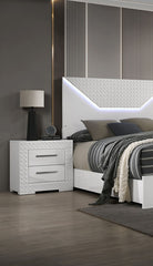 Gorgeous White 1pc Nightstand High Gloss Finish Chrome Bar Handle Bedside Table Bedroom Furniture