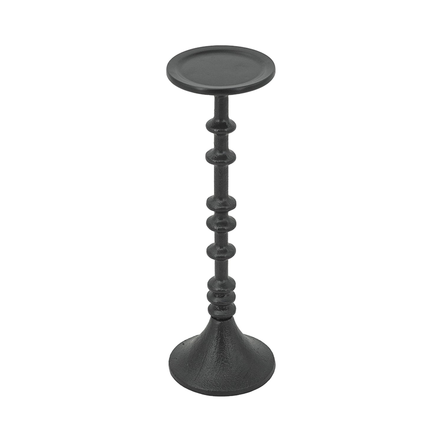 Set of 2 Decorative Black Iron Candle Holder with Spindle Design, L:D4x13.5" S:D4x11"