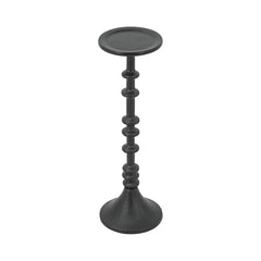 Set of 2 Decorative Black Iron Candle Holder with Spindle Design, L:D4x13.5" S:D4x11"
