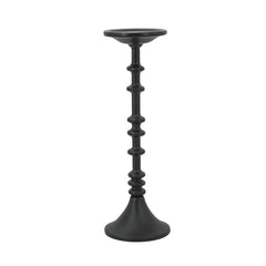 Set of 2 Decorative Black Iron Candle Holder with Spindle Design, L:D4x13.5" S:D4x11"