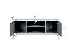 47 Inch Mirror TV Media Console with Diamond Glass Doors, Dual Door Design and Open Storage Space, Compatible with 50-Inch TVs&Modern Decor for Living Room & Bedroom