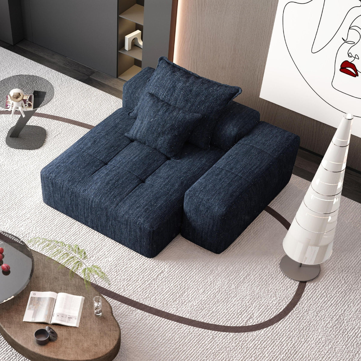 Modern Oversized Modular Sectional Sofa,Sparkling Chenille Fabric Soft Cushion Sofa with 2 Pillows,DIY Combination Tufted Sofa,No Assembly Required