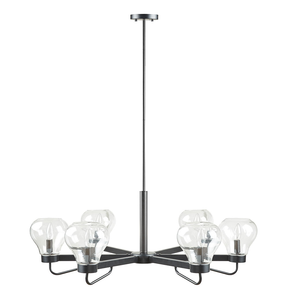 6-Light Chandelier with Bowl Shaped Glass Shades