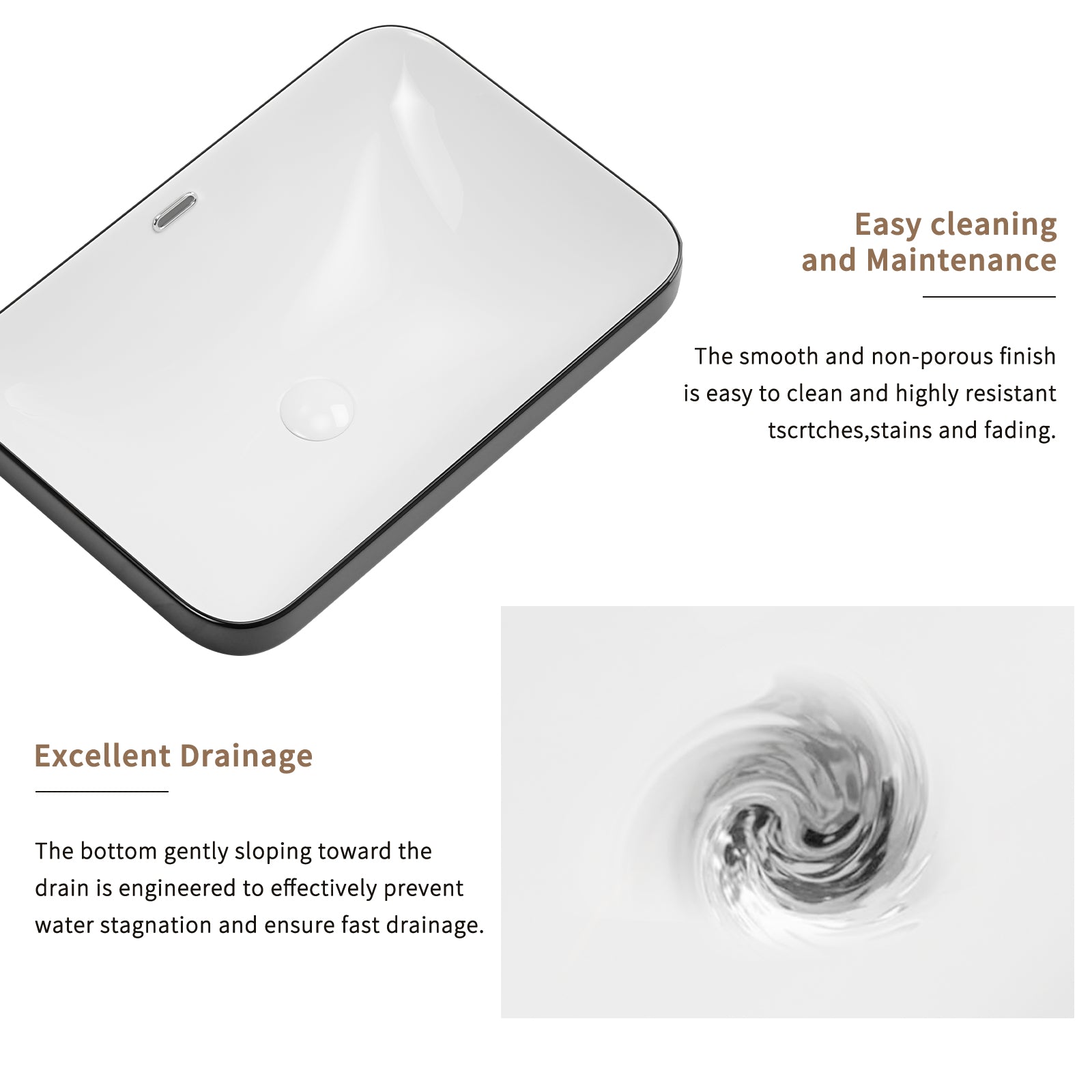 Ceramic Undermount Bathroom Sink 22.05" x 15.36" x 6.7" - White Porcelain Vessel Basin, Seamless Design for Vanity Countertop