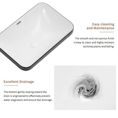 Ceramic Undermount Bathroom Sink 22.05" x 15.36" x 6.7" - White Porcelain Vessel Basin, Seamless Design for Vanity Countertop