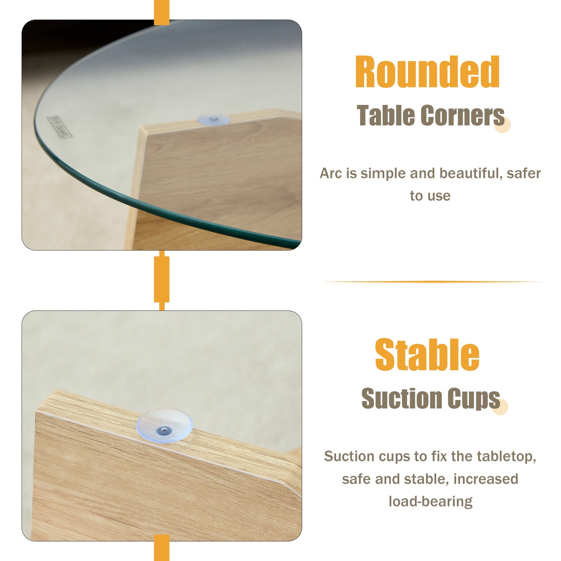 Oval Tempered Glass Coffee Table - 41.3"x23.6" Multi-Functional Design.Oval Tabletop.Natural Wood Color Diagonal fan-shaped tray design Table Leg.Suitable for dining rooms, living rooms, offices.