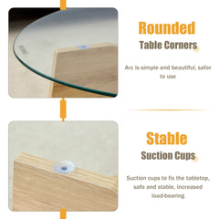 Oval Tempered Glass Coffee Table - 41.3"x23.6" Multi-Functional Design.Oval Tabletop.Natural Wood Color Diagonal fan-shaped tray design Table Leg.Suitable for dining rooms, living rooms, offices.