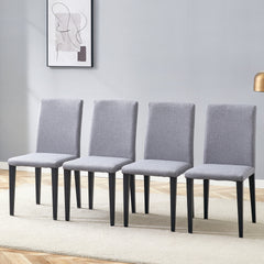 Four Light Gray Linen-Cotton dining chairs, simple and versatile, comfortable and accompanied. Exquisite and versatile dining chairs unlock a comfortable new experience.(Set of 4)