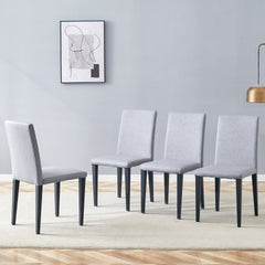 Four Light Gray Linen-Cotton dining chairs, simple and versatile, comfortable and accompanied. Exquisite and versatile dining chairs unlock a comfortable new experience.(Set of 4)