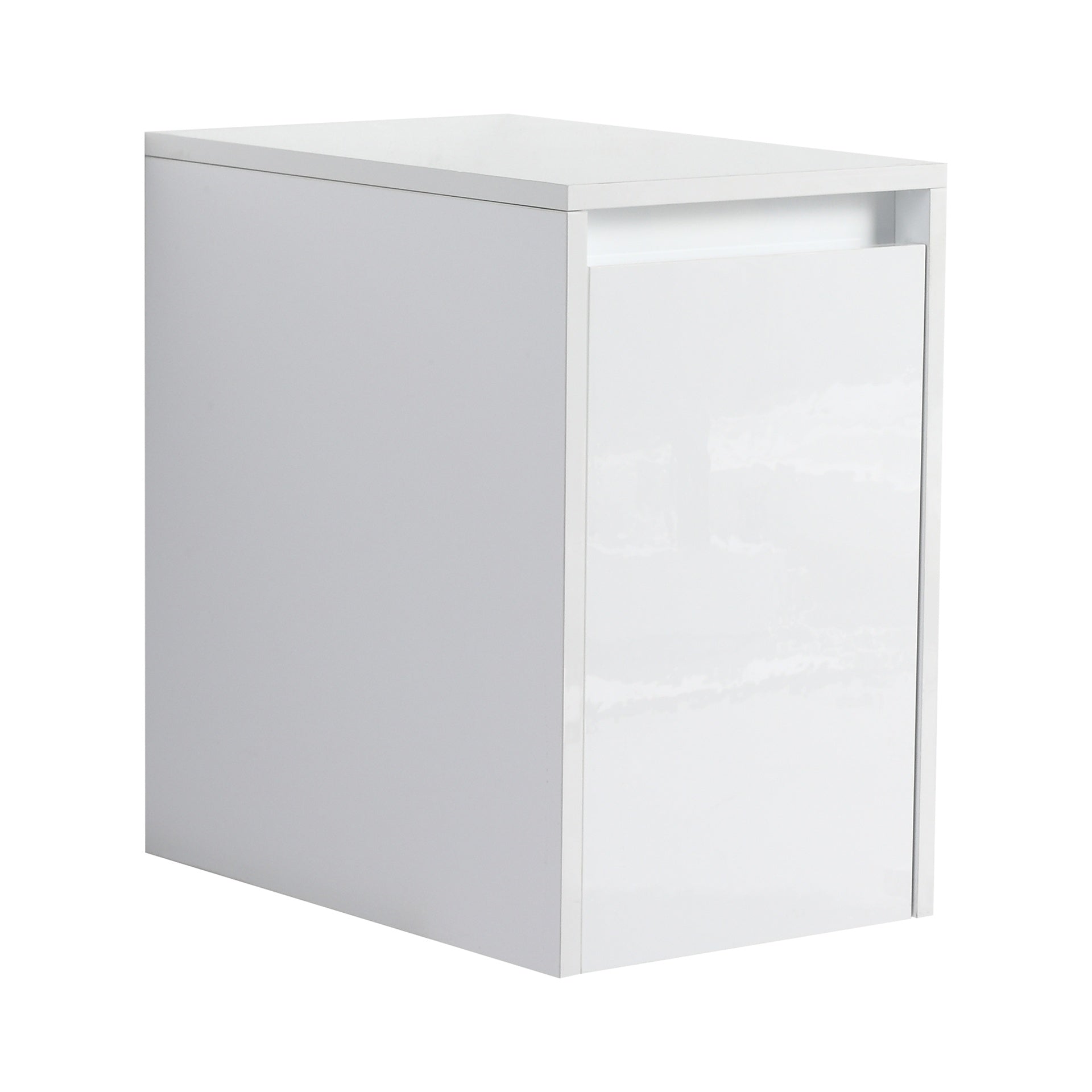 12" Bathroom Side Cabinet, Soft Close Doors, Float Mounting Design, Glossy White,(KD-Packing)