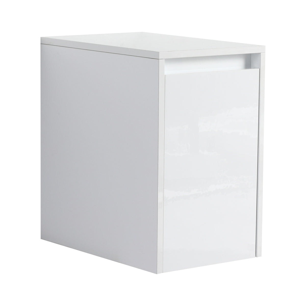 12" Bathroom Side Cabinet, Soft Close Doors, Float Mounting Design, Glossy White,(KD-Packing)