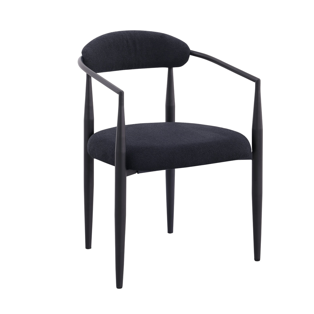 Woker Dining Chairs Set of 2, Mid-Century Modern Dining Chairs, Kitchen Dining Room Chairs, Round Boucle Backrest Sherpa Dining Chair with Black Metal Legs