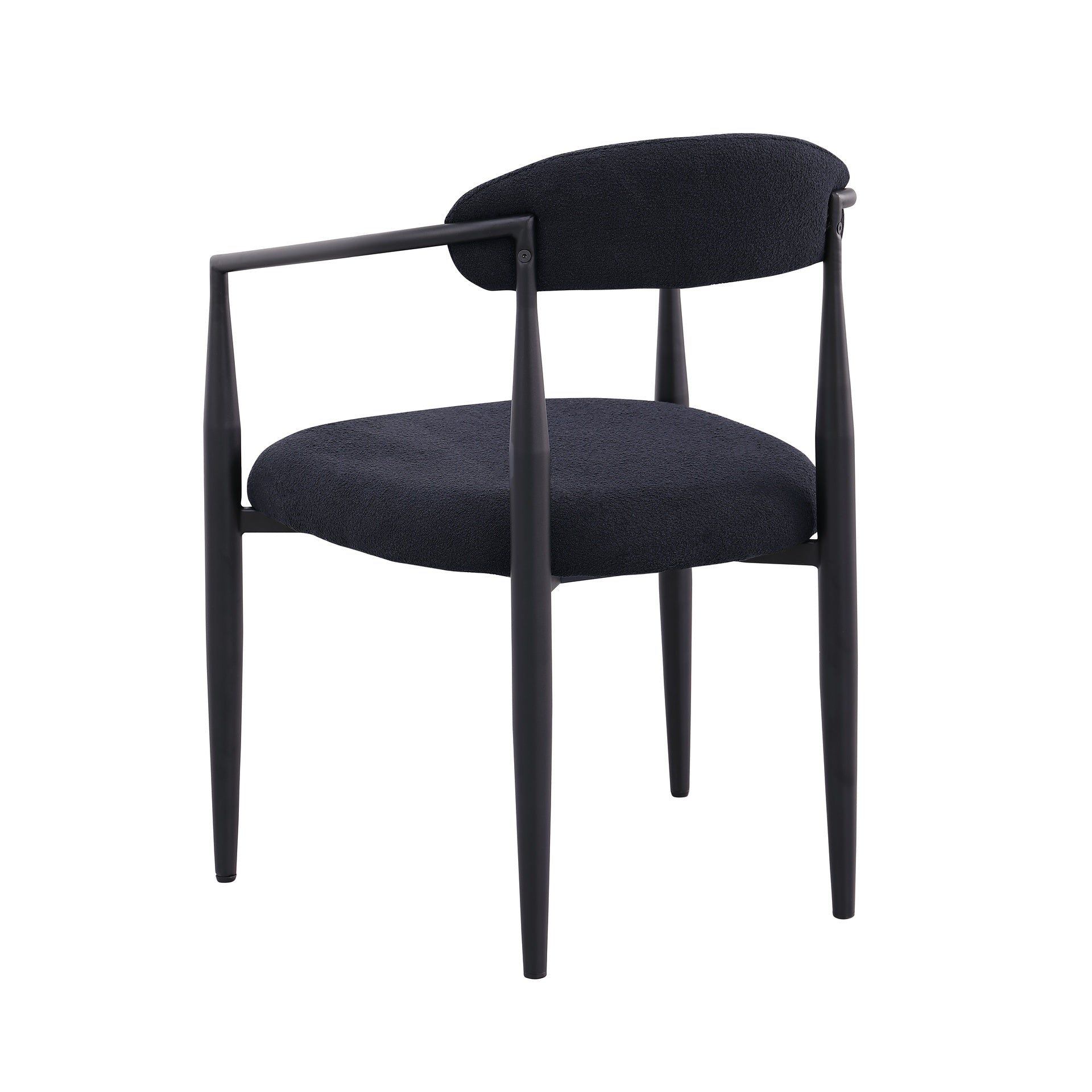 Woker Dining Chairs Set of 2, Mid-Century Modern Dining Chairs, Kitchen Dining Room Chairs, Round Boucle Backrest Sherpa Dining Chair with Black Metal Legs