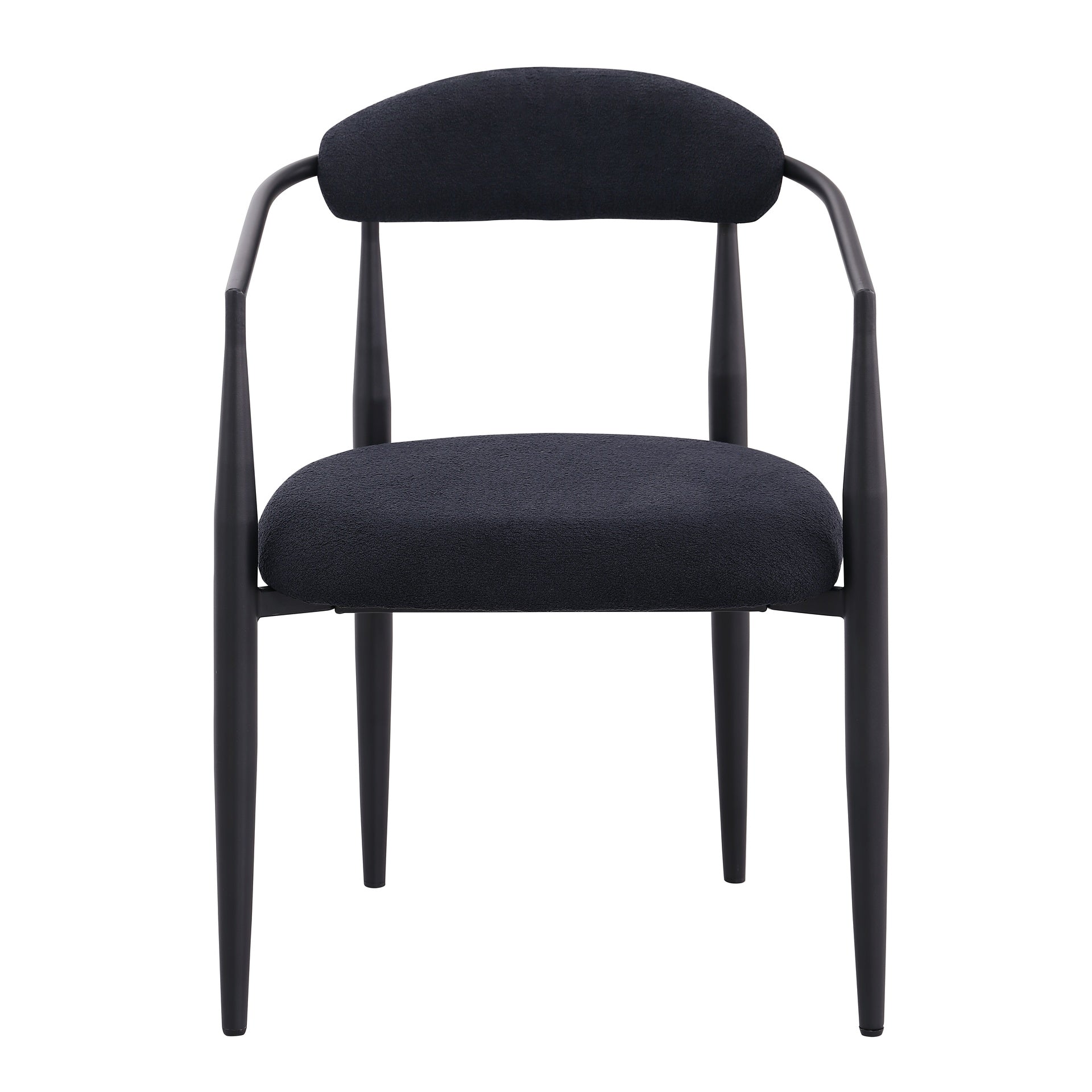 Woker Dining Chairs Set of 2, Mid-Century Modern Dining Chairs, Kitchen Dining Room Chairs, Round Boucle Backrest Sherpa Dining Chair with Black Metal Legs