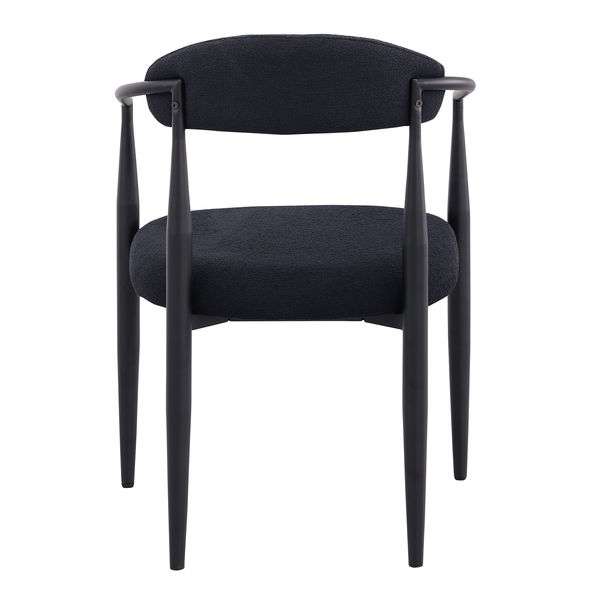 Woker Dining Chairs Set of 2, Mid-Century Modern Dining Chairs, Kitchen Dining Room Chairs, Round Boucle Backrest Sherpa Dining Chair with Black Metal Legs