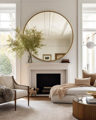 39 Inch Gold Metal Framed Round Bathrrom Mirror for Wall.(W2203134994)