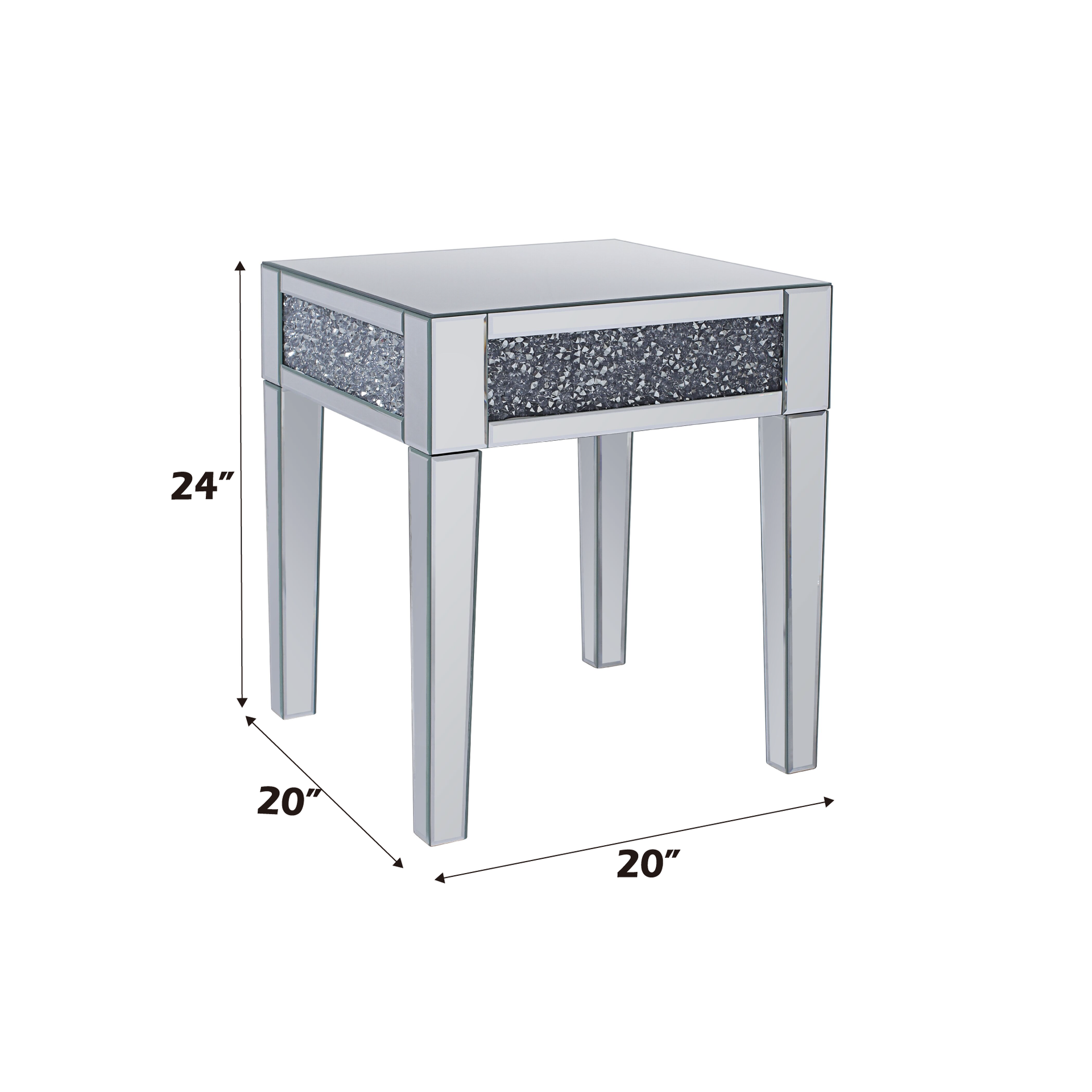 Noralie Mirrored & Faux Diamonds End Table
