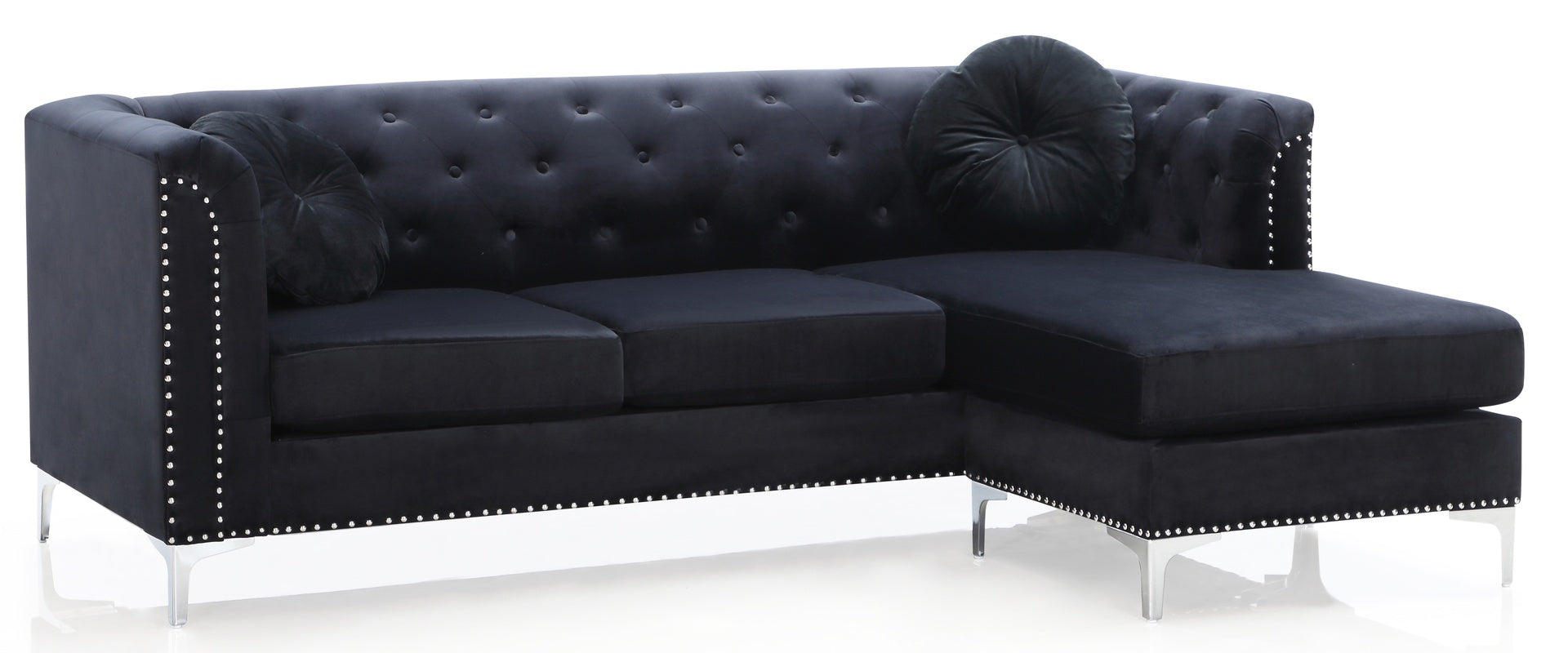 Glory Furniture Pompano G893B-SC Sofa Chaise ( 3 Boxes ) , BLACK