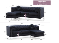 Glory Furniture Pompano G893B-SC Sofa Chaise ( 3 Boxes ) , BLACK
