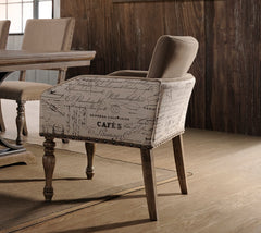 Birmingham Script Printed Driftwood Finish Dining Arm Chair with Nail head, Set of 2