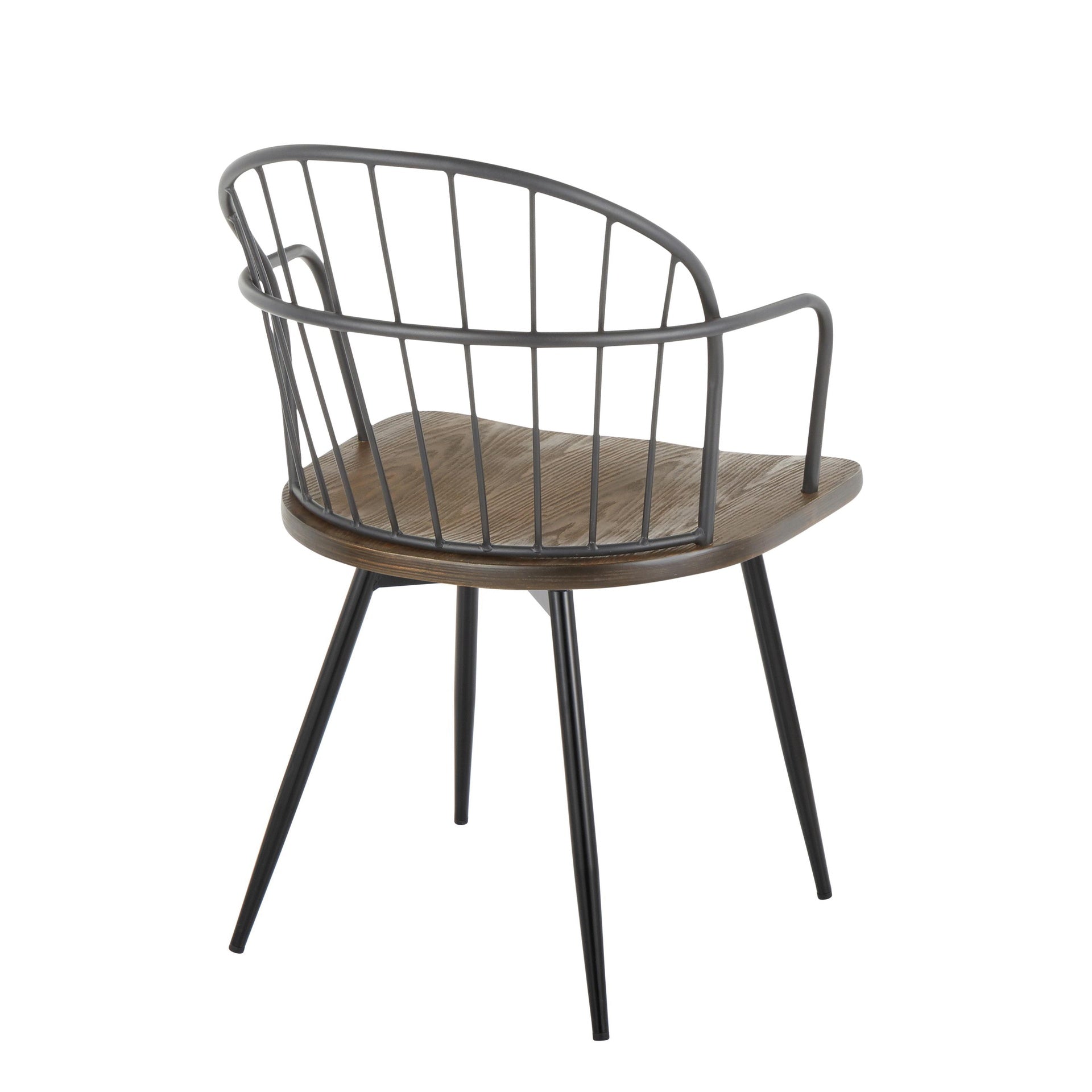 Riley Farmhouse Arm Chair in Black Metal and Dark Walnut Wood by LumiSource - Set of 2