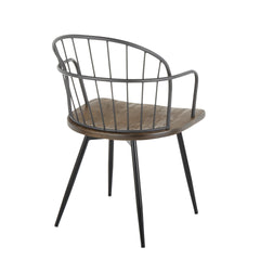 Riley Farmhouse Arm Chair in Black Metal and Dark Walnut Wood by LumiSource - Set of 2