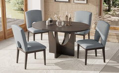 TOPMAX Modern 5-Piece Extendable Round Dining Table Set with 16.2inch Removable Leaf for Small Places, Espresso(old sku:SP000062)