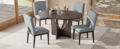 TOPMAX Modern 5-Piece Extendable Round Dining Table Set with 16.2inch Removable Leaf for Small Places, Espresso(old sku:SP000062)