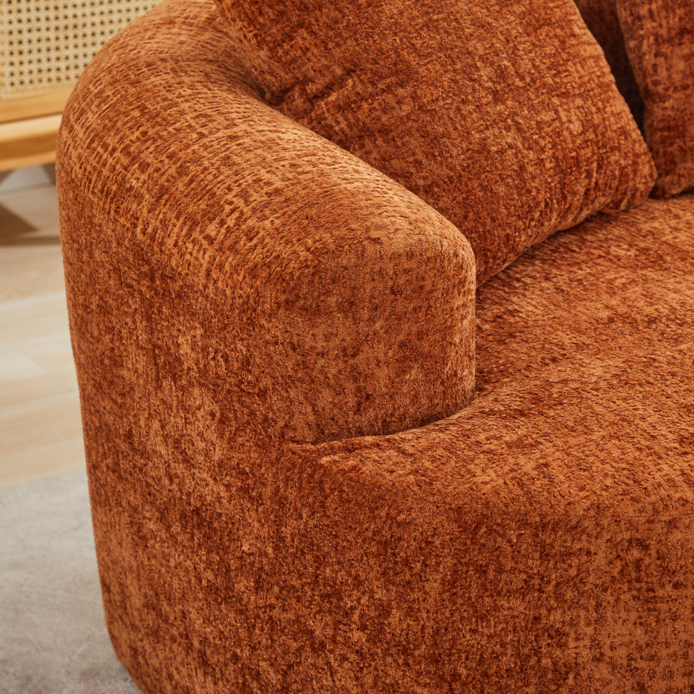 Curved Loveseat, Small Chenille Sofa with 3 Pillows, Deep Seat Couch for Apartment, Living Room, No Assembly Needed