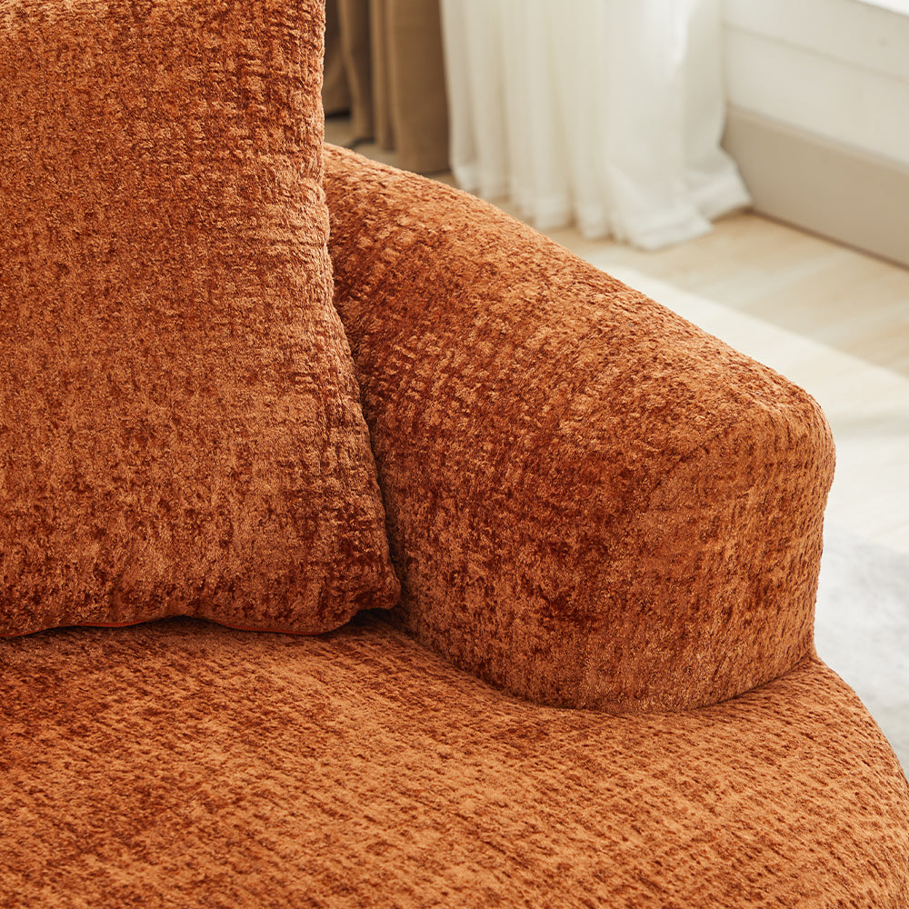 Curved Loveseat, Small Chenille Sofa with 3 Pillows, Deep Seat Couch for Apartment, Living Room, No Assembly Needed