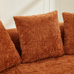 Curved Loveseat, Small Chenille Sofa with 3 Pillows, Deep Seat Couch for Apartment, Living Room, No Assembly Needed