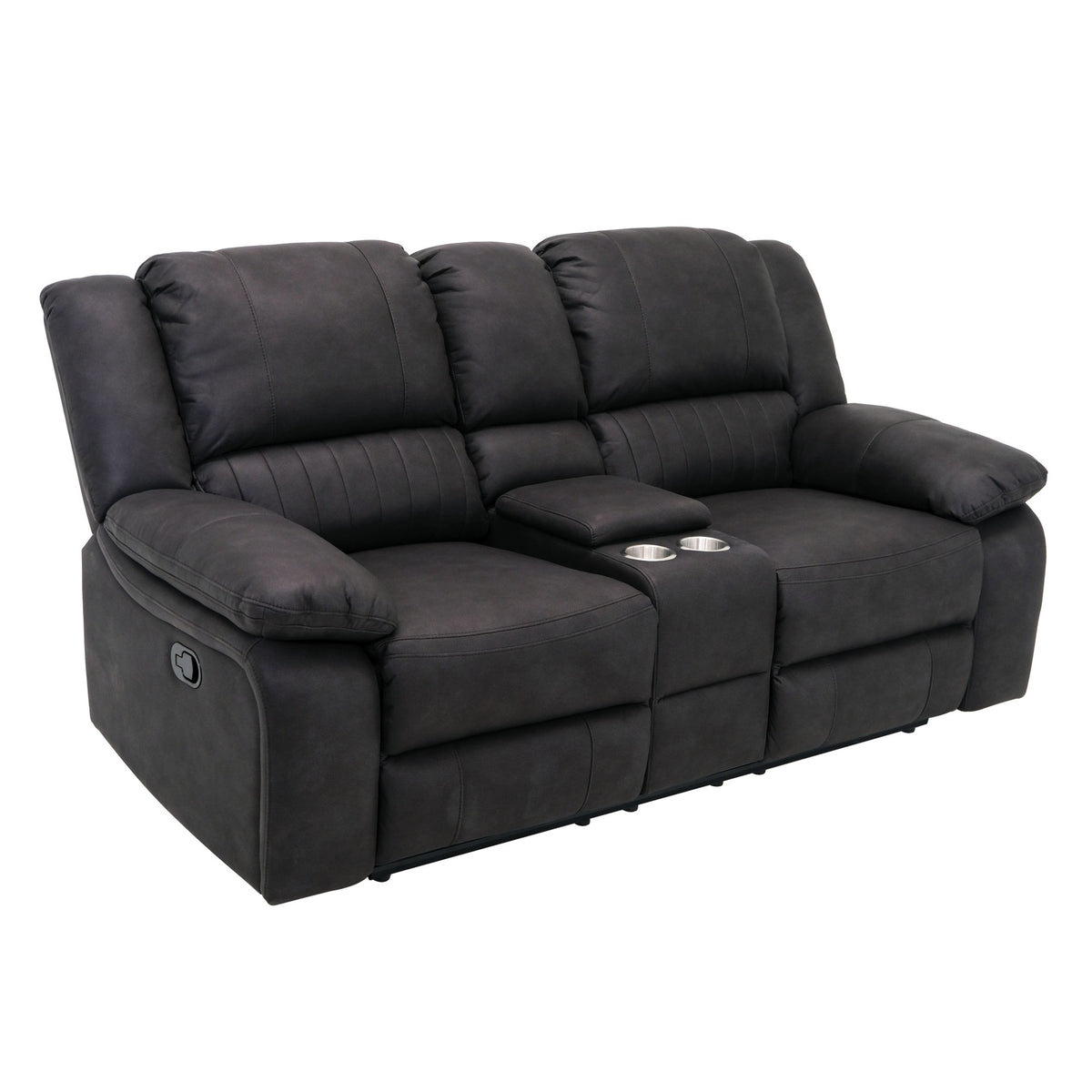 Black Reclining Console Loveseat