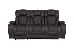 Wendell Dark Gray Microfiber Power Motion Sofa w/Dropdown Table, Storage, USB & LED