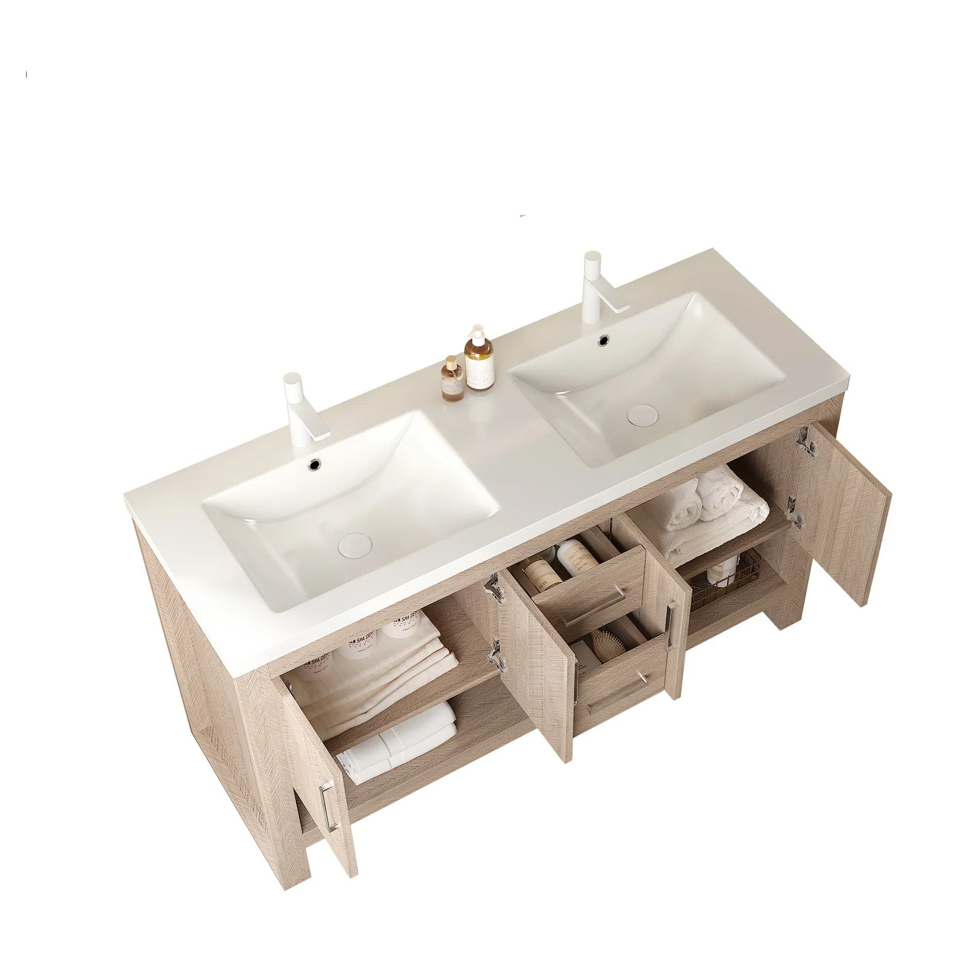 LUCCI 60" Bathroom Sink without Cabinet, with One-piece White Acrylic Basin
