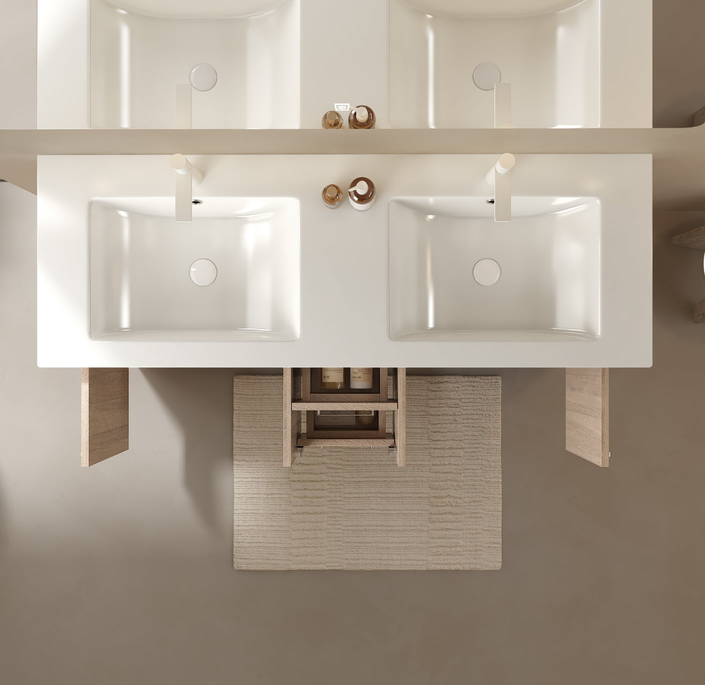 LUCCI 60" Bathroom Sink without Cabinet, with One-piece White Acrylic Basin