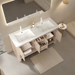 LUCCI 60" Bathroom Sink without Cabinet, with One-piece White Acrylic Basin