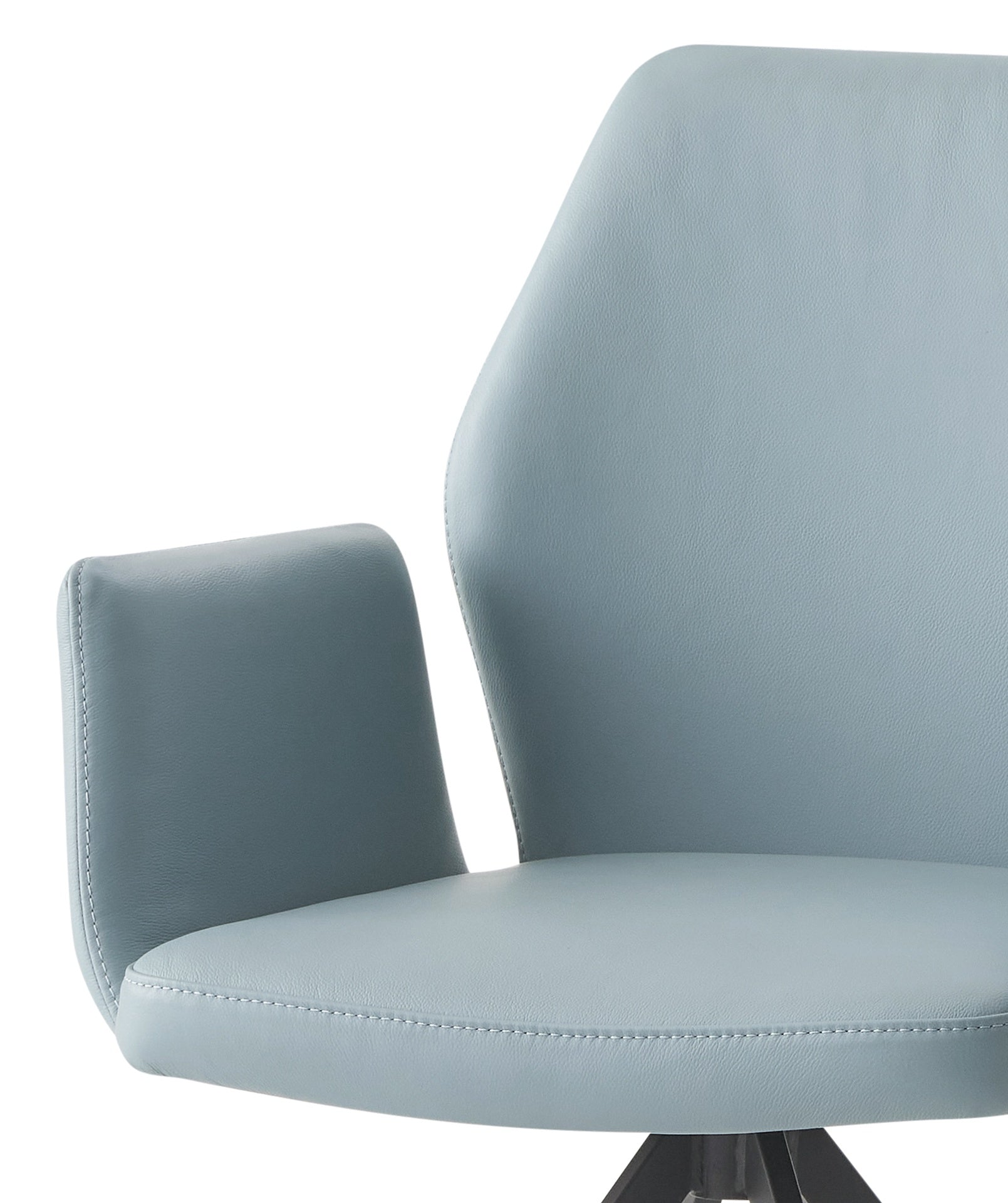 Segismunda Light Blue Leather & Black Finish Arm Chair W/Swivel