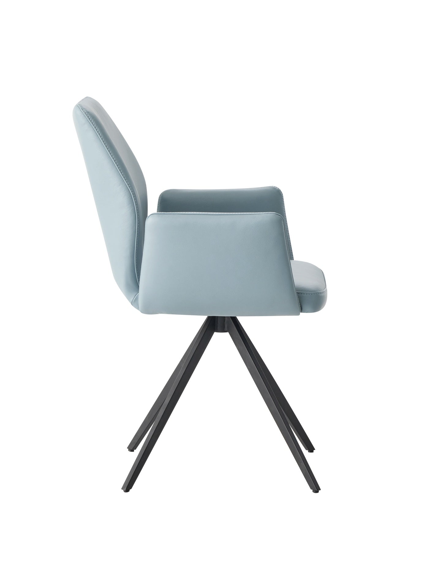 Segismunda Light Blue Leather & Black Finish Arm Chair W/Swivel