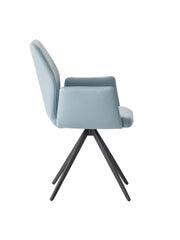 Segismunda Light Blue Leather & Black Finish Arm Chair W/Swivel