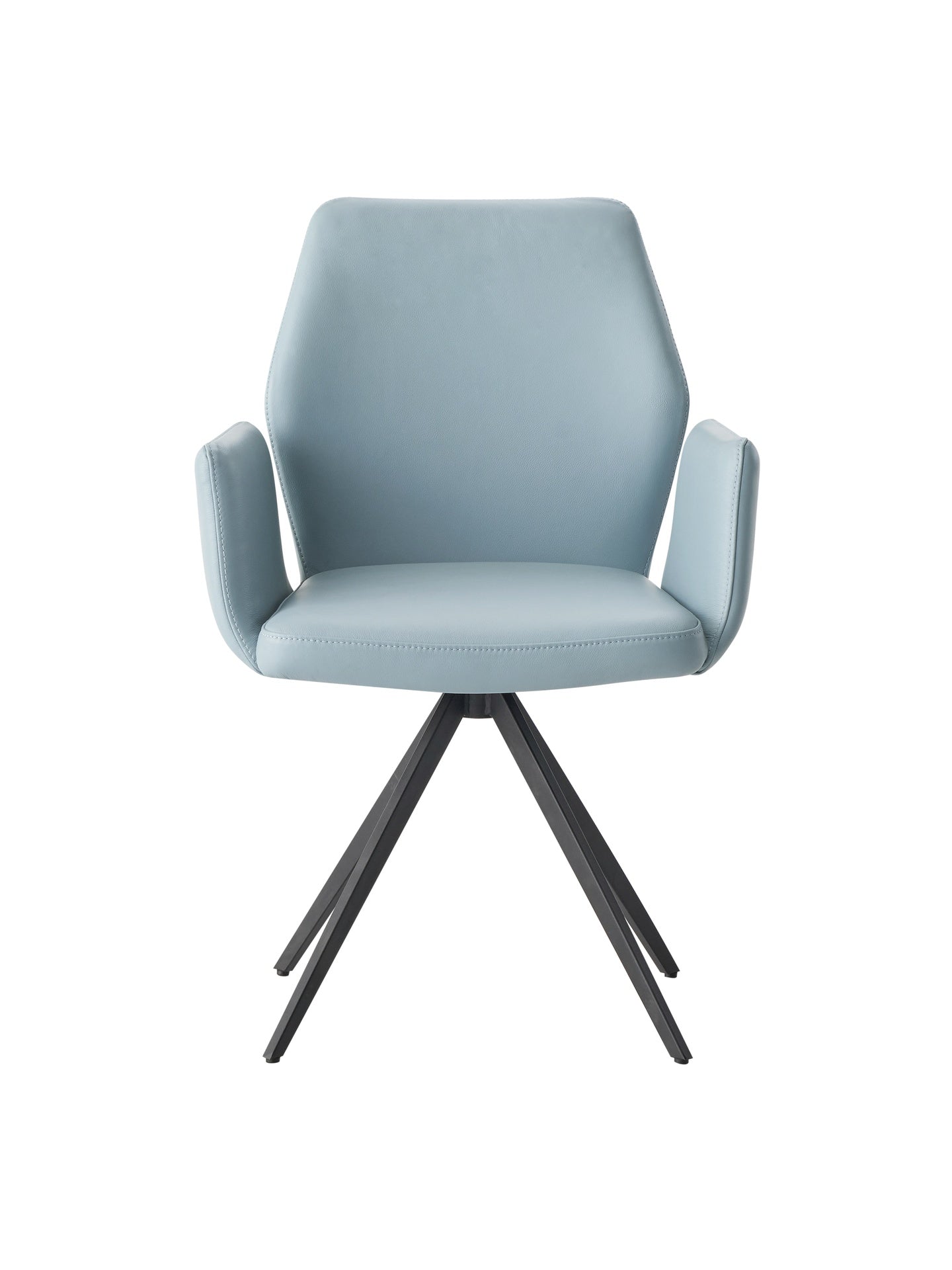 Segismunda Light Blue Leather & Black Finish Arm Chair W/Swivel