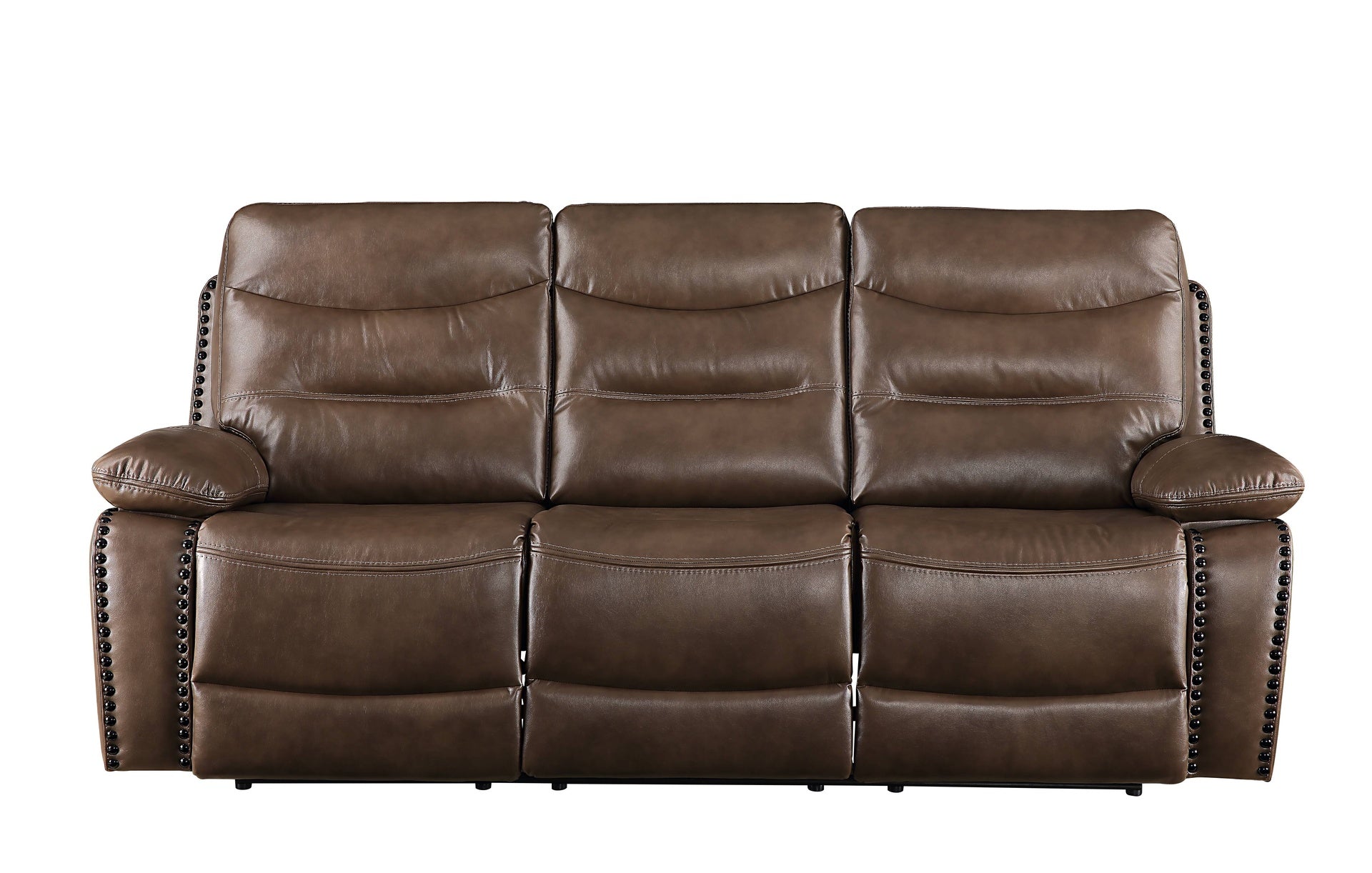 Aashi Brown Leather-GEL Match 3PCS Recliner Living Room Set