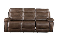 Aashi Brown Leather-GEL Match 3PCS Recliner Living Room Set